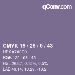 Color code: CMYK 16 / 26 / 0 / 43 | qconv.com