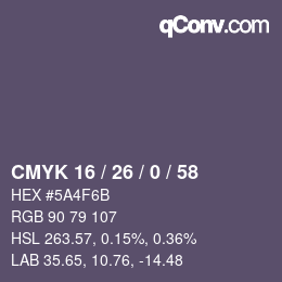Color code: CMYK 16 / 26 / 0 / 58 | qconv.com