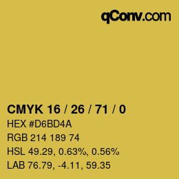 Color code: CMYK 16 / 26 / 71 / 0 | qconv.com