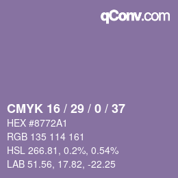 Color code: CMYK 16 / 29 / 0 / 37 | qconv.com