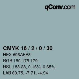 颜色代码: CMYK 16 / 2 / 0 / 30 | qconv.com