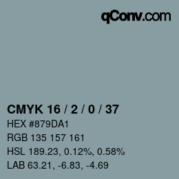 颜色代码: CMYK 16 / 2 / 0 / 37 | qconv.com