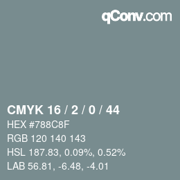 カラーコード: CMYK 16 / 2 / 0 / 44 | qconv.com