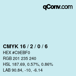 カラーコード: CMYK 16 / 2 / 0 / 6 | qconv.com