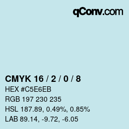 カラーコード: CMYK 16 / 2 / 0 / 8 | qconv.com
