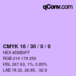 カラーコード: CMYK 16 / 30 / 0 / 0 | qconv.com