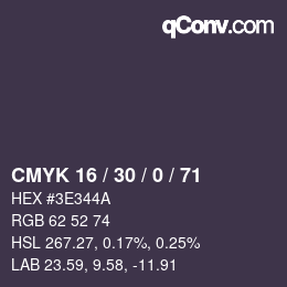 カラーコード: CMYK 16 / 30 / 0 / 71 | qconv.com