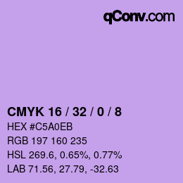 カラーコード: CMYK 16 / 32 / 0 / 8 | qconv.com
