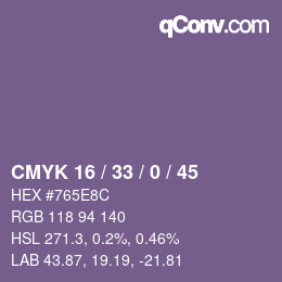Farbcode: CMYK 16 / 33 / 0 / 45 | qconv.com