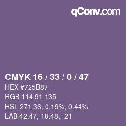 Farbcode: CMYK 16 / 33 / 0 / 47 | qconv.com