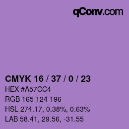 Color code: CMYK 16 / 37 / 0 / 23 | qconv.com