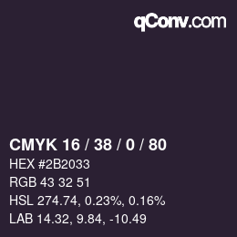 Color code: CMYK 16 / 38 / 0 / 80 | qconv.com