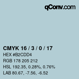 Color code: CMYK 16 / 3 / 0 / 17 | qconv.com