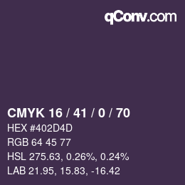 Color code: CMYK 16 / 41 / 0 / 70 | qconv.com