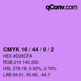 カラーコード: CMYK 16 / 44 / 0 / 2 | qconv.com
