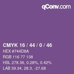 Farbcode: CMYK 16 / 44 / 0 / 46 | qconv.com