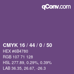 Color code: CMYK 16 / 44 / 0 / 50 | qconv.com