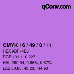 Color code: CMYK 16 / 49 / 0 / 11 | qconv.com