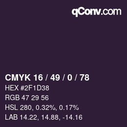 Color code: CMYK 16 / 49 / 0 / 78 | qconv.com