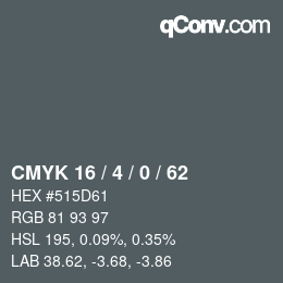 カラーコード: CMYK 16 / 4 / 0 / 62 | qconv.com