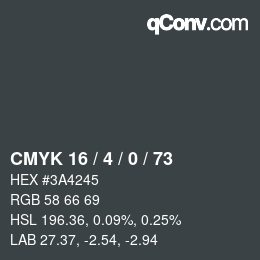 Color code: CMYK 16 / 4 / 0 / 73 | qconv.com