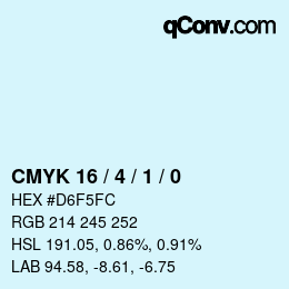 カラーコード: CMYK 16 / 4 / 1 / 0 | qconv.com