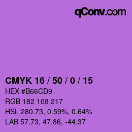 Color code: CMYK 16 / 50 / 0 / 15 | qconv.com