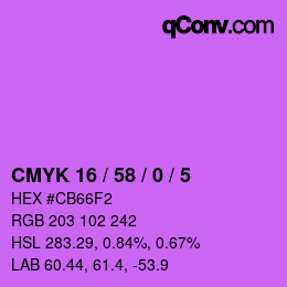 カラーコード: CMYK 16 / 58 / 0 / 5 | qconv.com