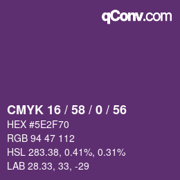 Farbcode: CMYK 16 / 58 / 0 / 56 | qconv.com
