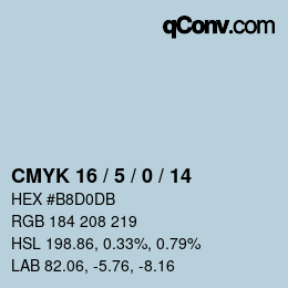 颜色代码: CMYK 16 / 5 / 0 / 14 | qconv.com