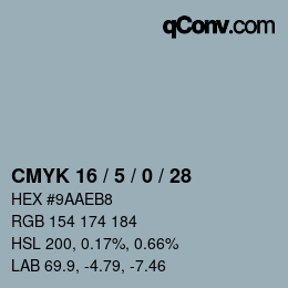 カラーコード: CMYK 16 / 5 / 0 / 28 | qconv.com