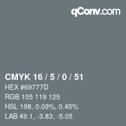 Color code: CMYK 16 / 5 / 0 / 51 | qconv.com