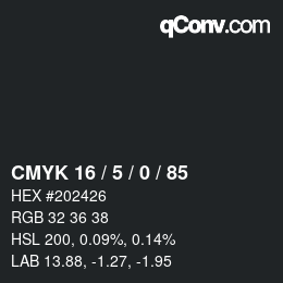 Color code: CMYK 16 / 5 / 0 / 85 | qconv.com