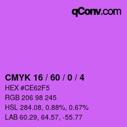 カラーコード: CMYK 16 / 60 / 0 / 4 | qconv.com