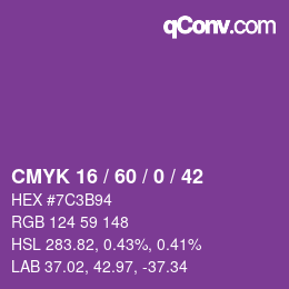 Color code: CMYK 16 / 60 / 0 / 42 | qconv.com