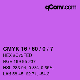 カラーコード: CMYK 16 / 60 / 0 / 7 | qconv.com
