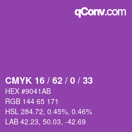 Color code: CMYK 16 / 62 / 0 / 33 | qconv.com