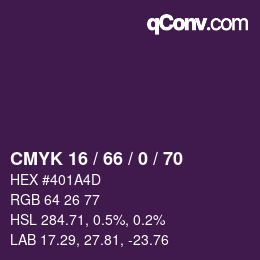 Farbcode: CMYK 16 / 66 / 0 / 70 | qconv.com