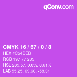 カラーコード: CMYK 16 / 67 / 0 / 8 | qconv.com