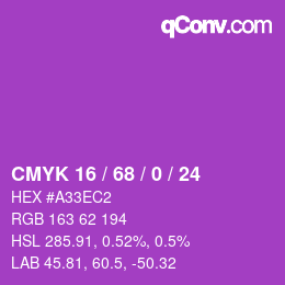 Color code: CMYK 16 / 68 / 0 / 24 | qconv.com