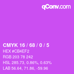 カラーコード: CMYK 16 / 68 / 0 / 5 | qconv.com