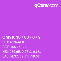 カラーコード: CMYK 16 / 68 / 0 / 9 | qconv.com