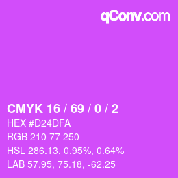 颜色代码: CMYK 16 / 69 / 0 / 2 | qconv.com