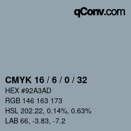 Color code: CMYK 16 / 6 / 0 / 32 | qconv.com