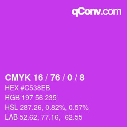 Color code: CMYK 16 / 76 / 0 / 8 | qconv.com
