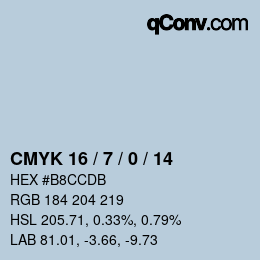 Color code: CMYK 16 / 7 / 0 / 14 | qconv.com