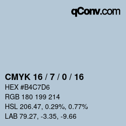 カラーコード: CMYK 16 / 7 / 0 / 16 | qconv.com