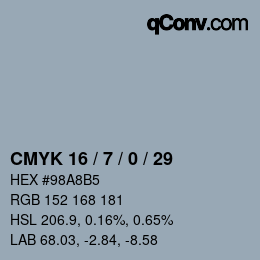 Color code: CMYK 16 / 7 / 0 / 29 | qconv.com