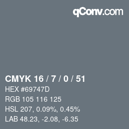 Color code: CMYK 16 / 7 / 0 / 51 | qconv.com