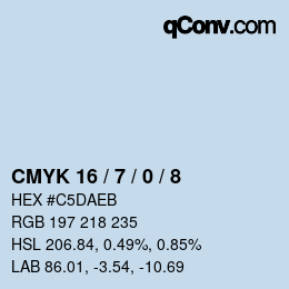 カラーコード: CMYK 16 / 7 / 0 / 8 | qconv.com